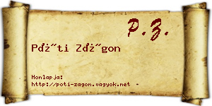Póti Zágon névjegykártya